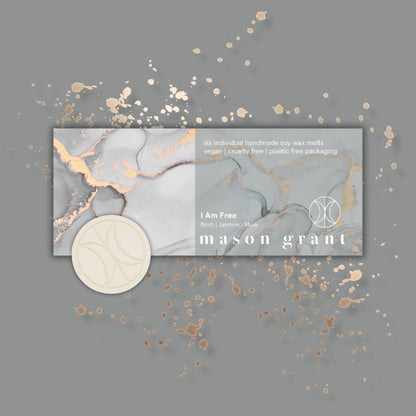 'Mason Grant' Birch, Jasmine and Musk Wax Melts on grey background