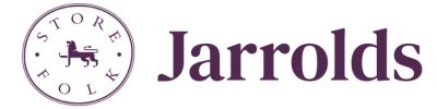 Jarrold's Store Folk logo with a horse and carriage design in purple on a white background