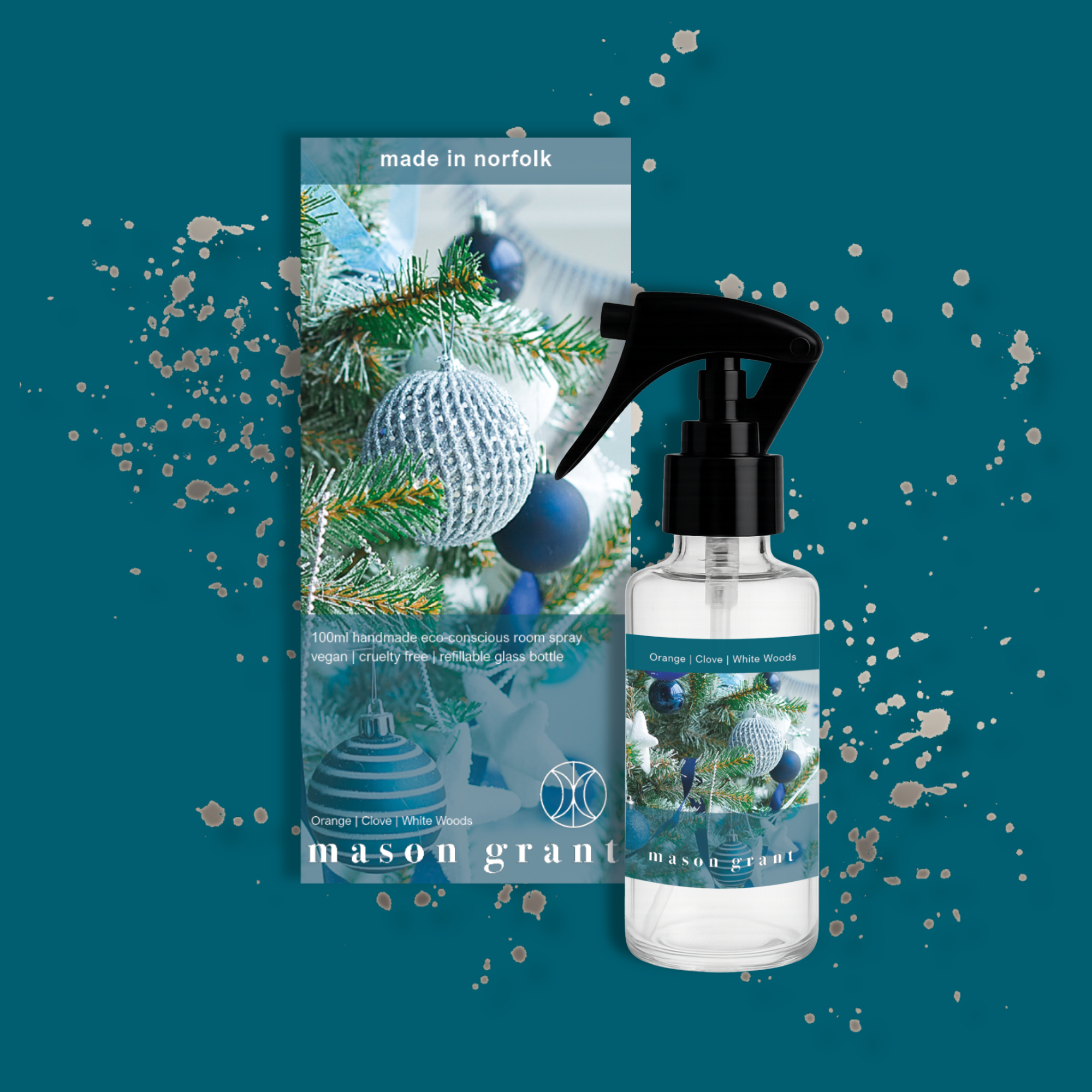 Orange, Clove and White Woods Room Spray 100ml Glass Bottle